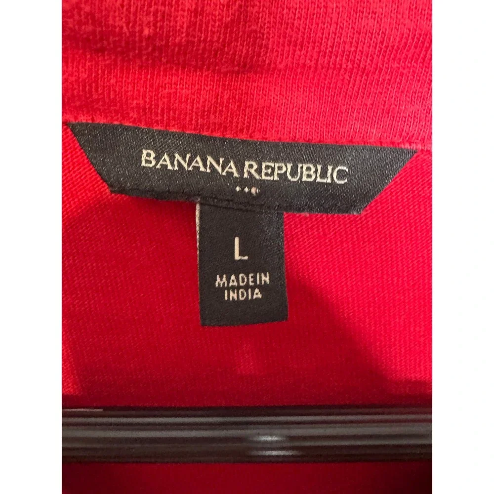 Banana Republic Mens Red White Black Colorblock Polo Shirt Size‎ Large
